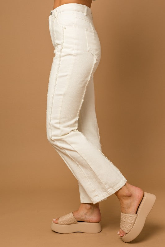 Frayed Hem Flare Jeans - RARA Boutique 