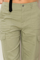 High Waist Cargo Pants with Pockets- HYFVE - RARA Boutique 