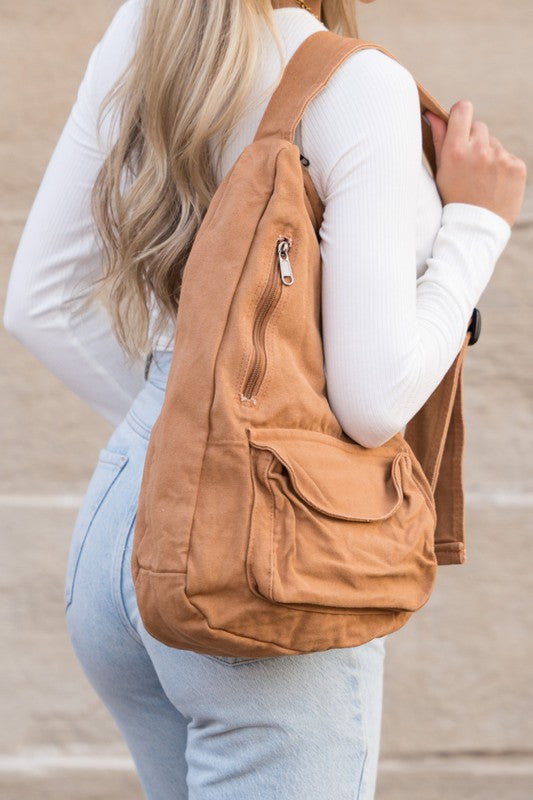 Oversized Canvas Sling Bag - RARA Boutique 