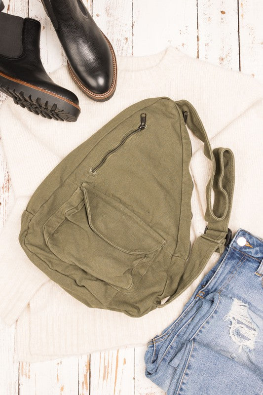 Oversized Canvas Sling Bag - RARA Boutique 