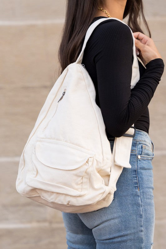 Oversized Canvas Sling Bag - RARA Boutique 