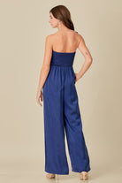 Overlapping Detail Strapless Jumpsuit with Sweetheart Neckline - RARA Boutique 