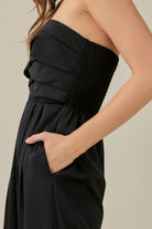 Overlapping Detail Strapless Jumpsuit with Sweetheart Neckline - RARA Boutique 