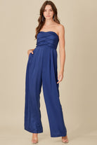 Overlapping Detail Strapless Jumpsuit with Sweetheart Neckline - RARA Boutique 