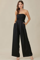 Overlapping Detail Strapless Jumpsuit with Sweetheart Neckline - RARA Boutique 