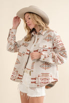 Jacquard Aztec Pattern Shirt Jacket - RARA Boutique 