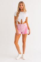 High Waisted Color Blocked Shorts - RARA Boutique 