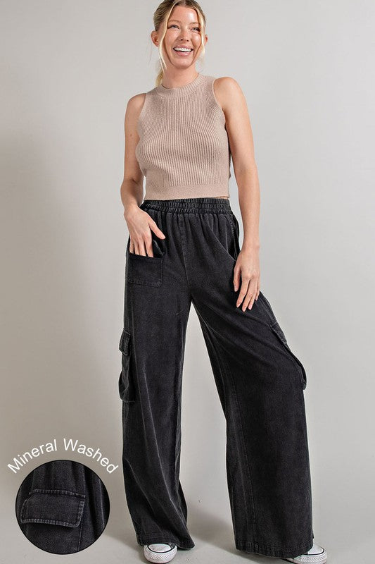 Mineral Washed Cargo Pants - RARA Boutique 