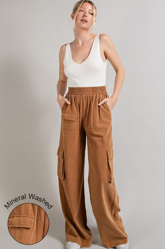 Mineral Washed Cargo Pants - RARA Boutique 