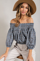 Animal Print Smocked Off the Shoulder Top - eesome - Rara Boutique 