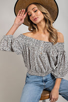 Animal Print Smocked Off the Shoulder Top - eesome - Rara Boutique 