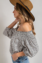 Animal Print Smocked Off the Shoulder Top - eesome - Rara Boutique 