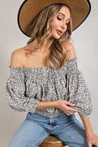 Animal Print Smocked Off the Shoulder Top - eesome - Rara Boutique 