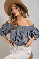 Animal Print Smocked Off the Shoulder Top - eesome - Rara Boutique 