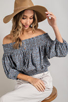 Animal Print Smocked Off the Shoulder Top - eesome - Rara Boutique 