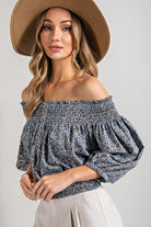 Animal Print Smocked Off the Shoulder Top - eesome - Rara Boutique 