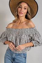 Animal Print Smocked Off the Shoulder Top - eesome - Rara Boutique 