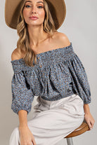 Animal Print Smocked Off the Shoulder Top - eesome - Rara Boutique 