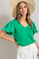 V-Neck Puff Sleeve Blouse - eesome - Rara Boutique 