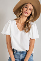 V-Neck Puff Sleeve Blouse - eesome - Rara Boutique 