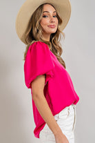 V-Neck Puff Sleeve Blouse - eesome - Rara Boutique 