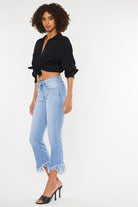 Kan Can High Rise Crop Bootcut Denim Pants - Rara Boutique 