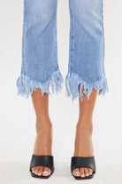 Kan Can High Rise Crop Bootcut Denim Pants - Rara Boutique 