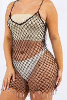 Crochet Fishnet Beaded Dress Coverup - RARA Boutique 