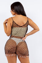 Crochet Fishnet Beaded Dress Coverup - RARA Boutique 