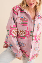 Jacquard Aztec Pattern Shirt Jacket - RARA Boutique 