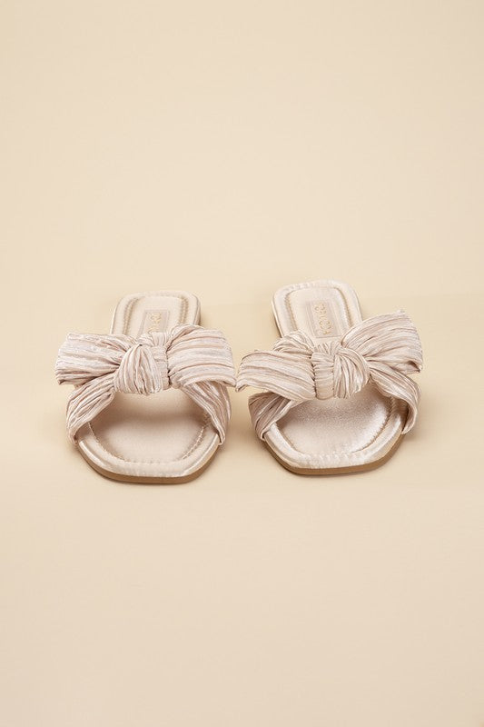 Bow Flat Slides Sandals - RARA Boutique 