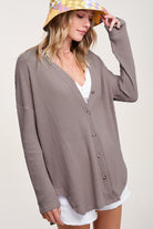 Waffle Knit Cardigan - RARA Boutique 