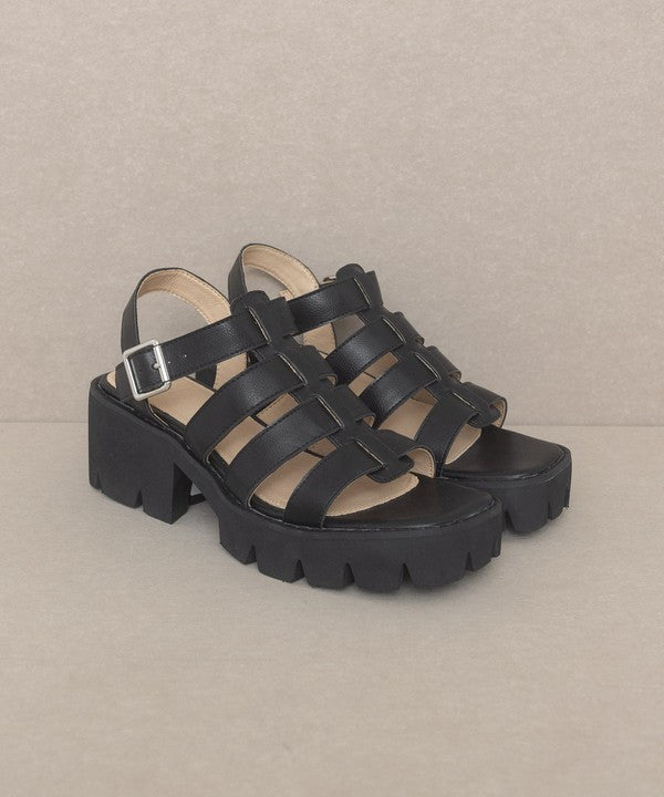 RARA Boutique Lug Sole Heeled Gladiator Sandals with straps and open toe design, stylish footwear for summer and casual wear.