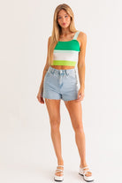 Color Block Stripe Knit Tank Top - Rara Boutique 