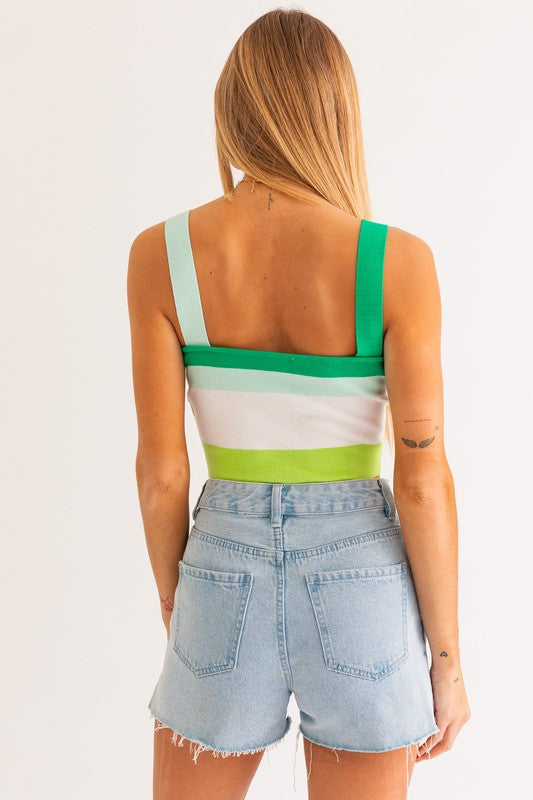 Color Block Stripe Knit Tank Top - Rara Boutique 