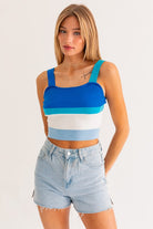 Color Block Stripe Knit Tank Top - Rara Boutique 