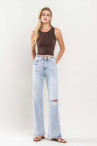 90s Vintage Super High Rise Flare Jeans with Slit - Vervet by Flying Monkey - RARA Boutique 