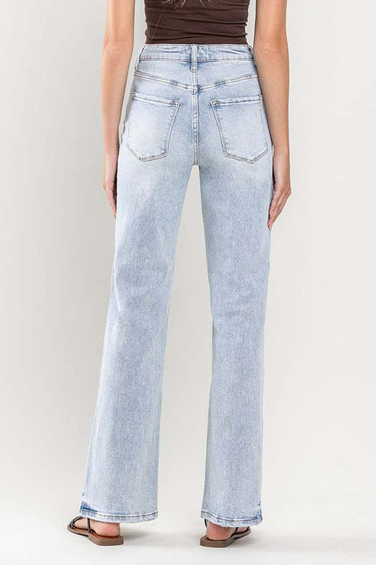 90s Vintage Super High Rise Flare Jeans with Slit - Vervet by Flying Monkey - RARA Boutique 