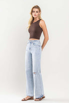 90s Vintage Super High Rise Flare Jeans with Slit - Vervet by Flying Monkey - RARA Boutique 