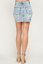 High Waisted Distressed Denim Mini Skirt - RARA Boutique 