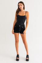 Rhinestone Tank Top Bodysuit - RARA Boutique 