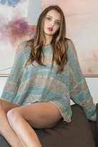 Oversized Striped Loose Knit Sweater - POL - RARA Boutique 