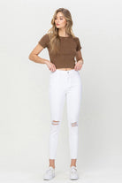 High Rise Crop Skinny Distressed Jeans - RARA Boutique 