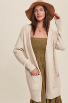 Two Pocket Open-Front Long Knit Cardigan - RARA Boutique 