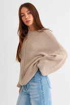 Oversized Ribbed Balloon Sleeve Knitted Sweater - Le Lis - RARA Boutique 