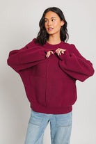 Oversized Ribbed Balloon Sleeve Knitted Sweater - Le Lis - RARA Boutique 