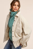 Collared Oversize Corduroy Shacket - RARA Boutique 