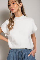 Mock Neck Short Sleeve Top - RARA Boutique 