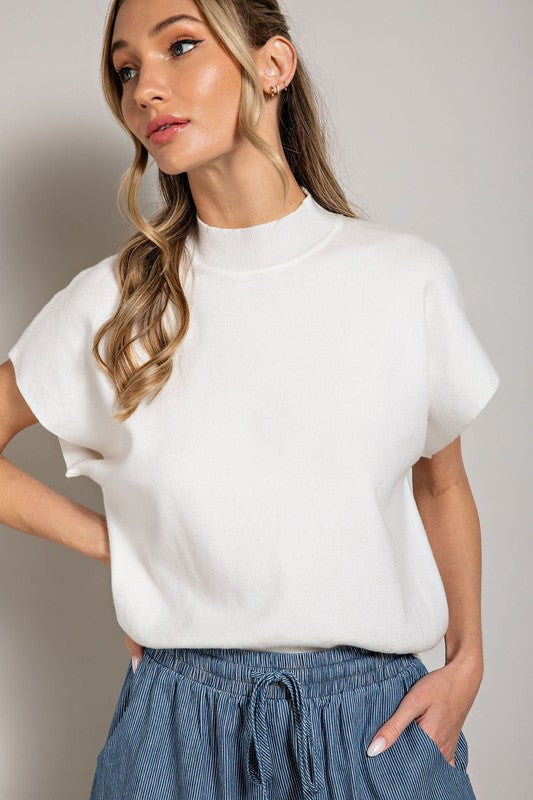 Mock Neck Short Sleeve Top - RARA Boutique 