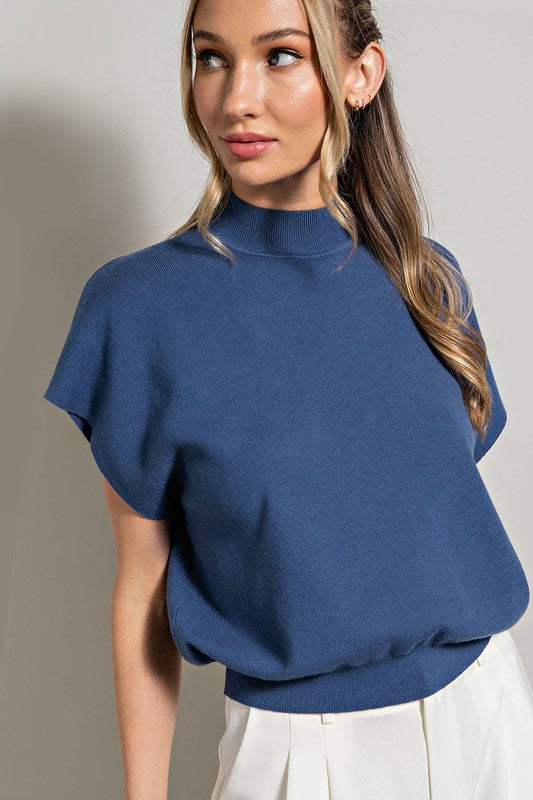 Mock Neck Short Sleeve Top - RARA Boutique 